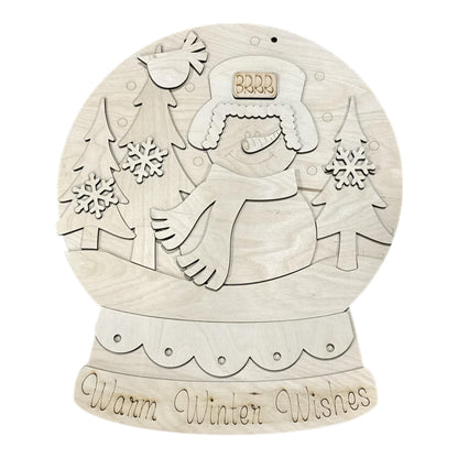 DIY Snowman Snowglobe Door hanger, Unfinished Wood Door Hanger: Paint Craft Project
