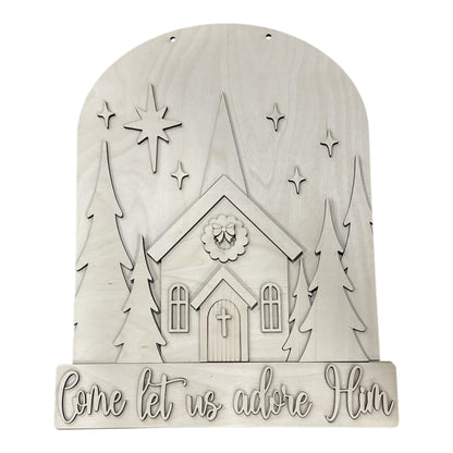 DIY Come Let us Adore Him Door Hanger, Unfinished
