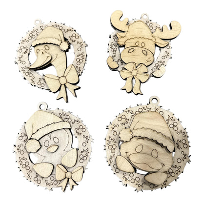 DIY Wreath Animals Ornament: Unfinished