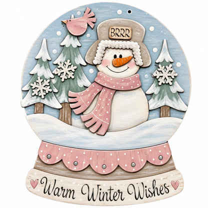 DIY Snowman Snowglobe Door hanger, Unfinished Wood Door Hanger: Paint Craft Project