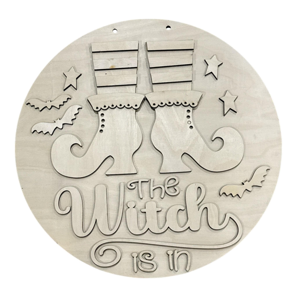 DIY The Witch is in with boots Door Hanger, Unfinished