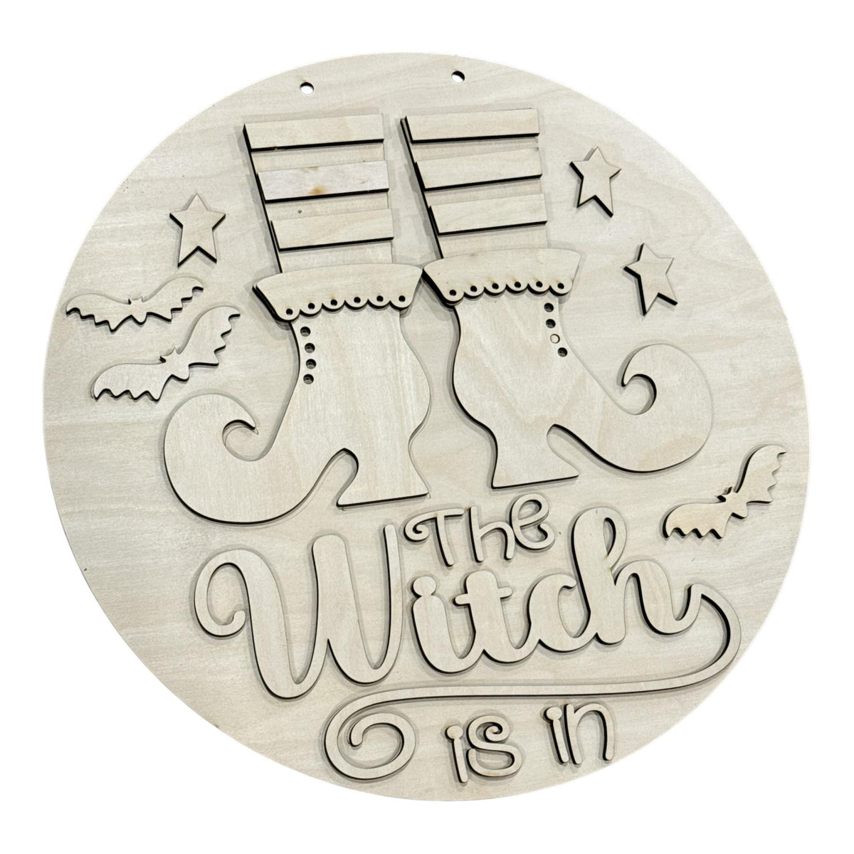 DIY The Witch is in with boots Door Hanger, Unfinished