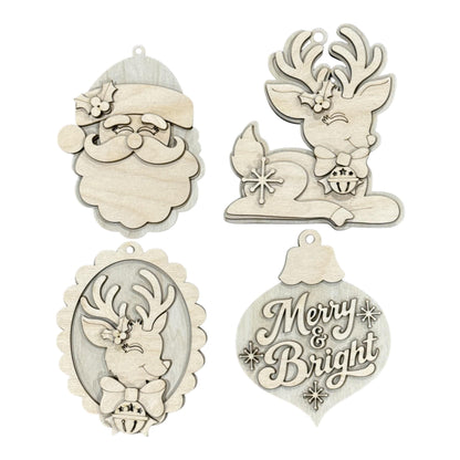 Retro Christmas Ornament, Santa, Reindeer DIY