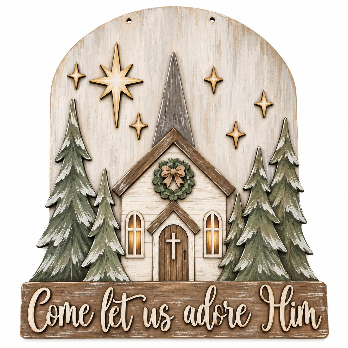 DIY Come Let us Adore Him Door Hanger, Unfinished