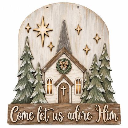 DIY Come Let us Adore Him Door Hanger, Unfinished