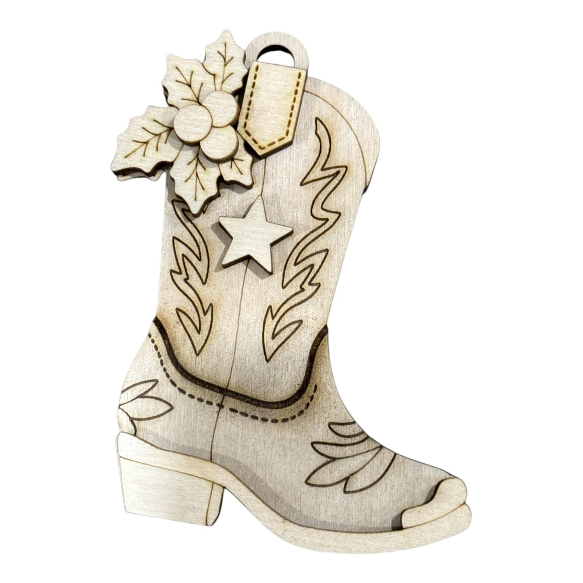 DIY Western Boot Ornament, Unfinished, Wooden Ornament