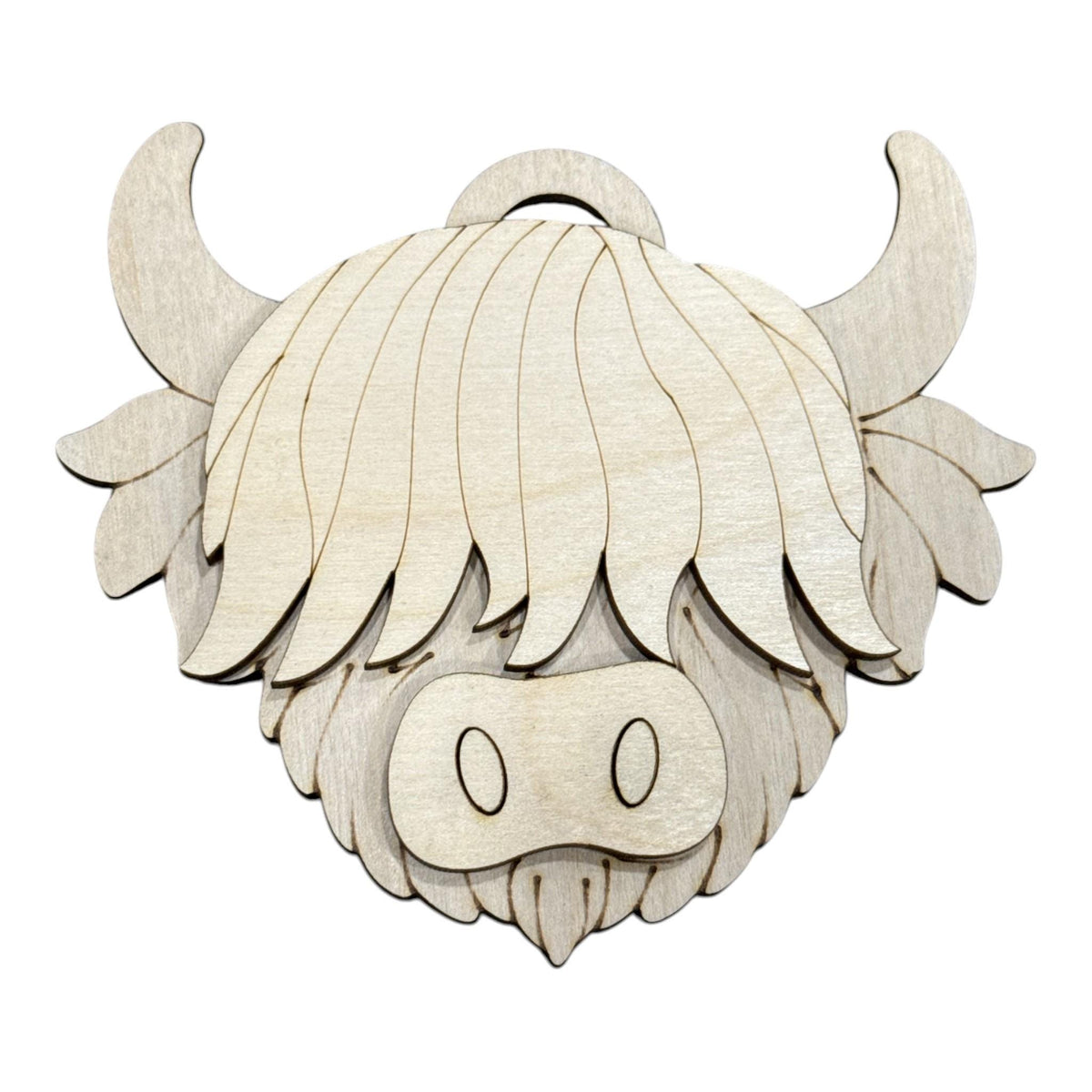 DIY Fluffy Highland Cow Ornament, Unfinished, Wooden Ornament