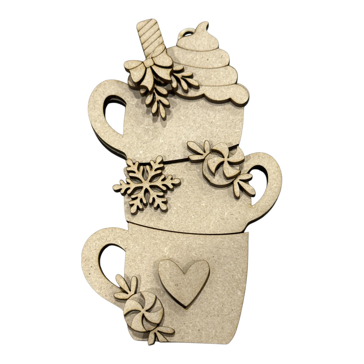 DIY Hot Cocoa Ornaments, Wooden Ornaments Tree