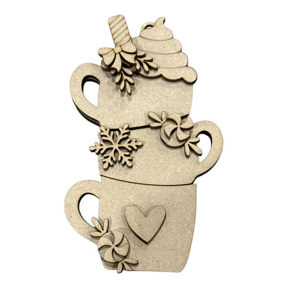 DIY Hot Cocoa Ornaments, Wooden Ornaments Tree