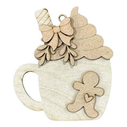 DIY Hot Cocoa Ornaments, Wooden Ornaments Tree