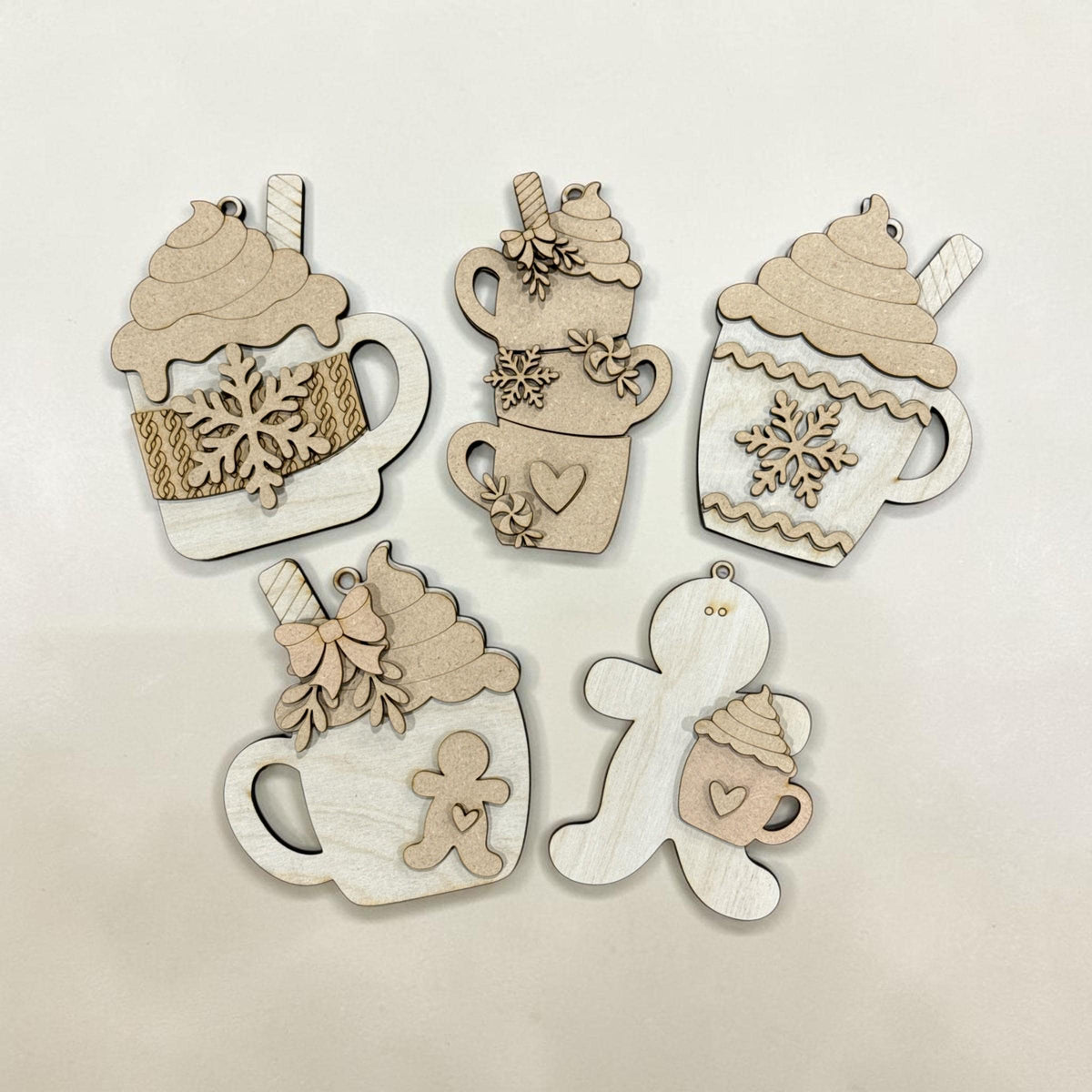 DIY Hot Cocoa Ornaments, Wooden Ornaments Tree