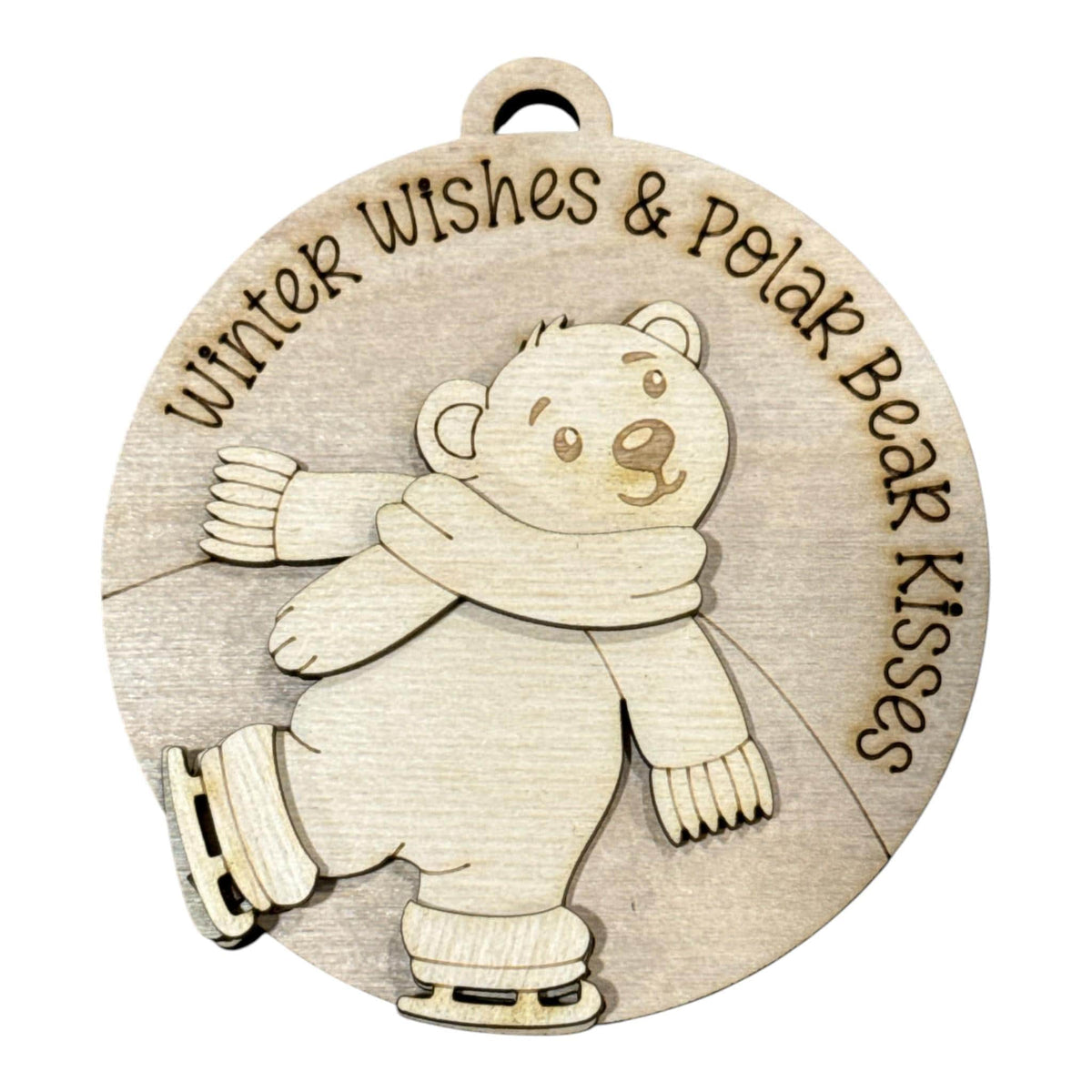 Winter Wishes and Polar Bear Kisses Ornament, Unfinished
