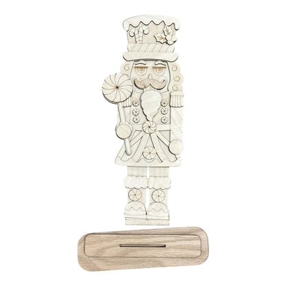 Peppermint Nutcracker Standing, Nutcrackers, Holiday Nutcracker Unfinished Winter