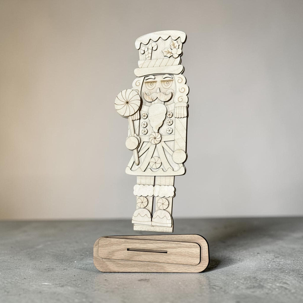 Peppermint Nutcracker Standing, Nutcrackers, Holiday Nutcracker Unfinished Winter