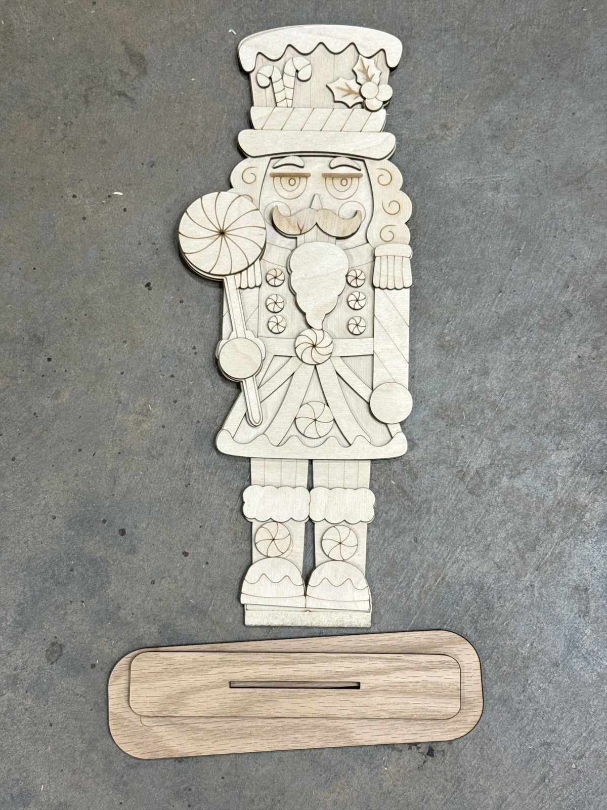 Peppermint Nutcracker Standing, Nutcrackers, Holiday Nutcracker Unfinished Winter