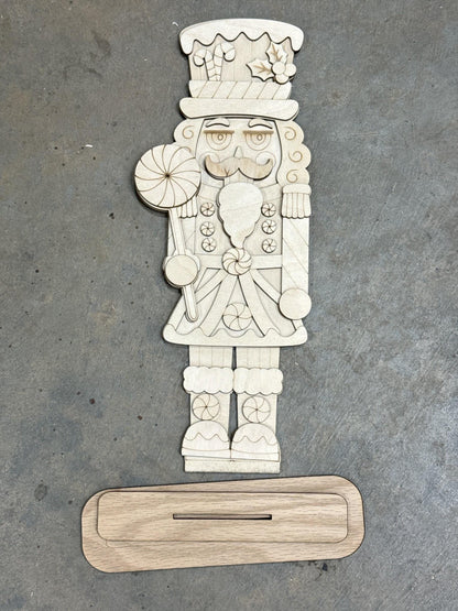 Peppermint Nutcracker Standing, Nutcrackers, Holiday Nutcracker Unfinished Winter