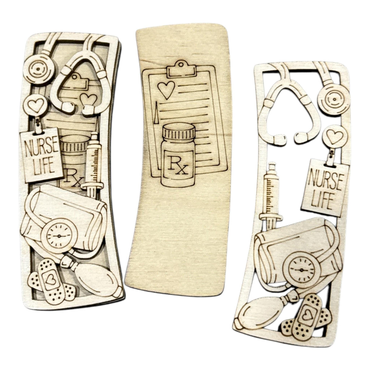 Nurse Life Hair Clip Unfinished Wood Laser Cut Blank, 4" DIY