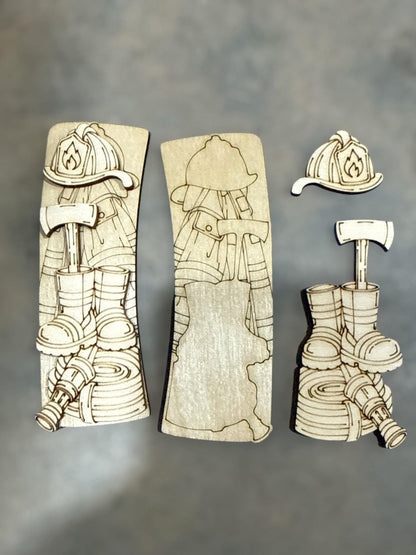 Firefigher Hair Clip Unfinished Wood Laser Cut Blank, 4" DIY