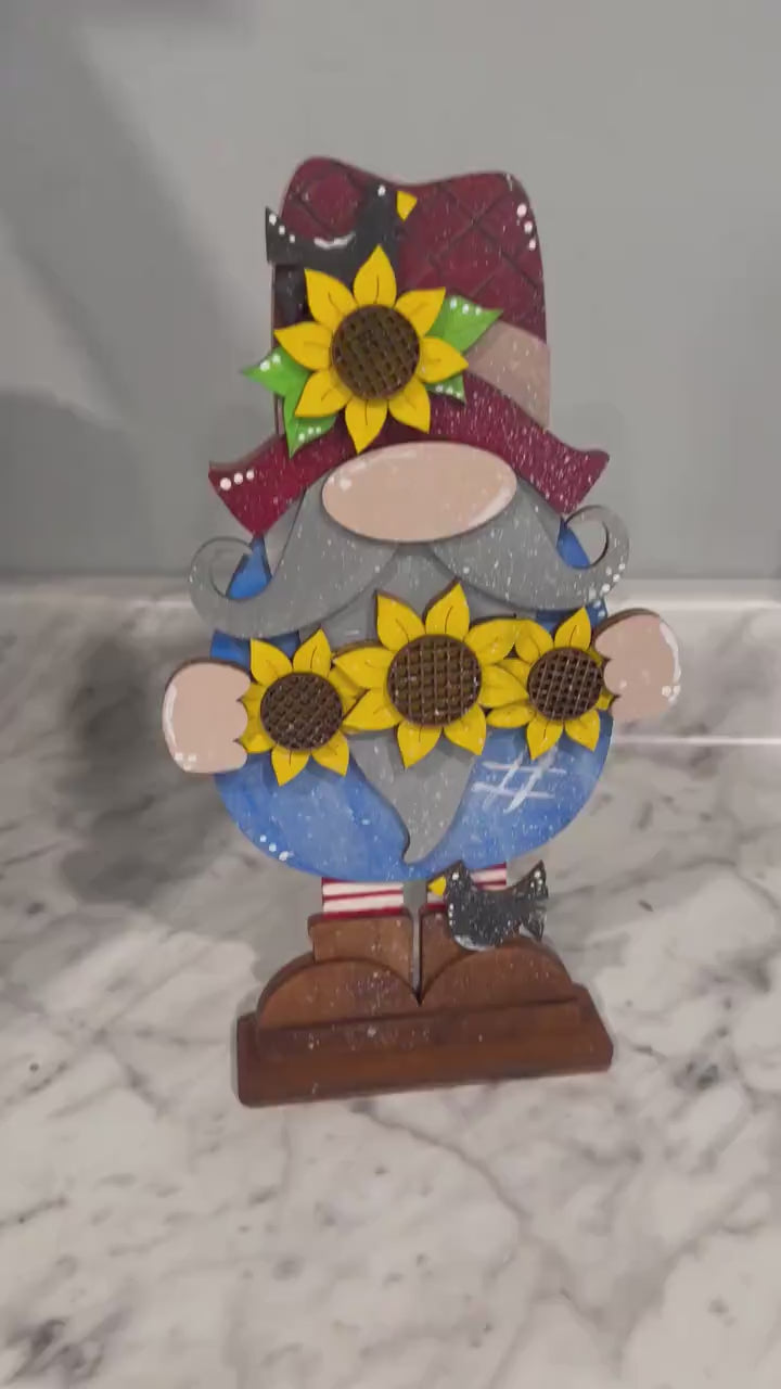 Sunflower Gnome Shelf Sitter, Fall Gnome Decor, Gnome Holiday Shelf Sitter, Sunflower Gnome Decoration, Perfect for Gift Giving, Gnome Decor