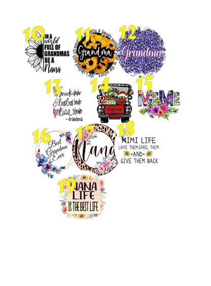 Grandma / Nana / Grandma  Cardstock Rounds /Fresheners cardstock/ Cardstock / Embellishments