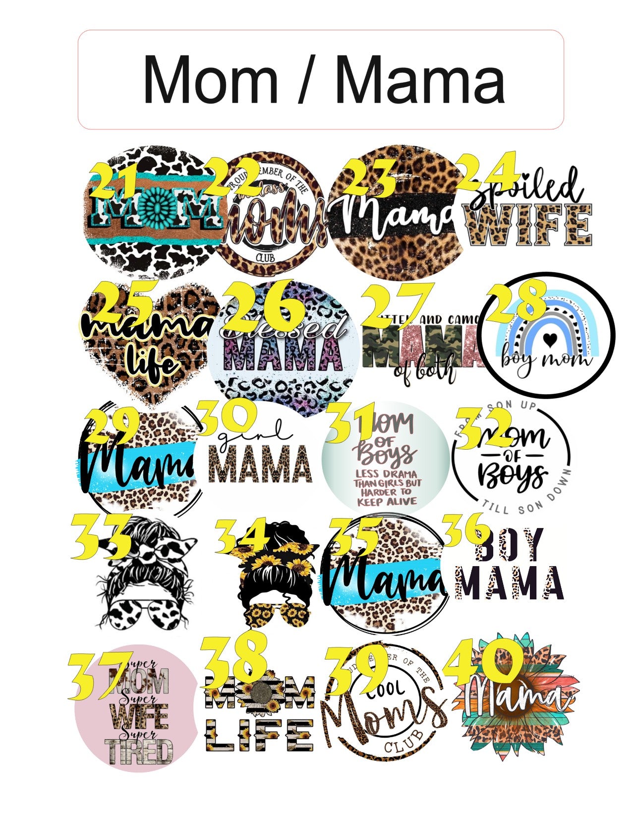 Mama #2 / Mom / Mama and mom Cardstock Rounds /Fresheners cardstock/ Cardstock / Embellishments