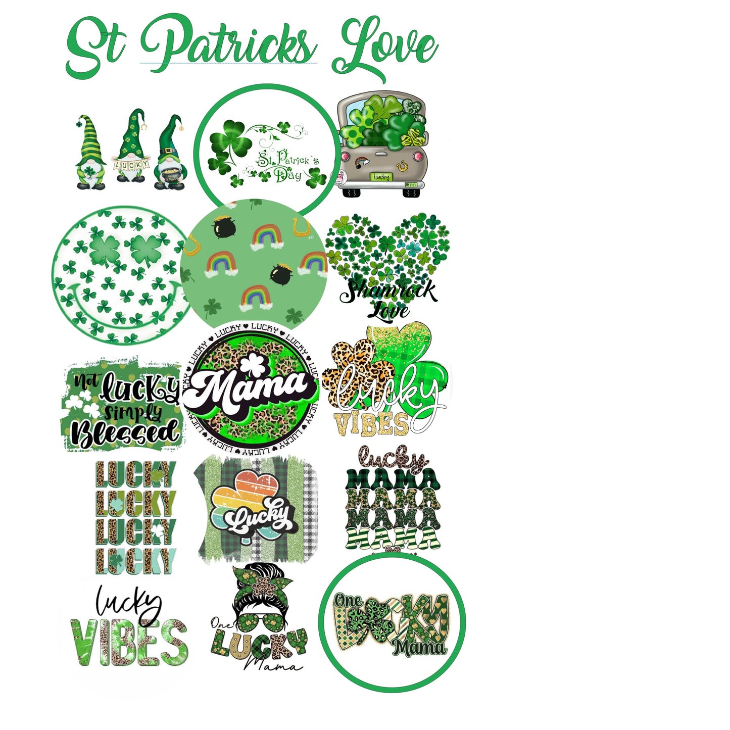 St Patricks Love / St Patricks / Saint Patricks Love Cardstock Rounds Grab bag /Fresheners cardstock/ Cardstock / Embellishments