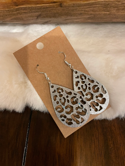 Leopard earrings/ wood earrings / lightweight wood earrings