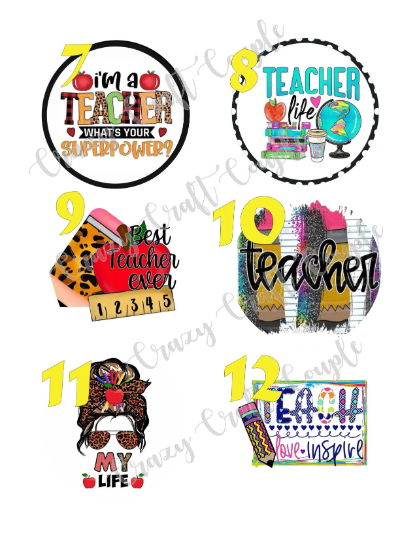 Teacher Life/ Teacher Cardstock Rounds /Fresheners cardstock/ Cardstock / Embellishments