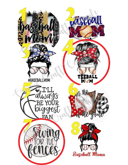 Baseball / Baseball Mom Cardstock Rounds /Fresheners cardstock/ Cardstock / Embellishments