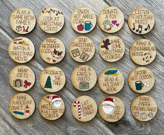 Christmas Tokens / Tokens / Fun Holiday Tokens / Token Set / Bucket List/ Christmas Countdown