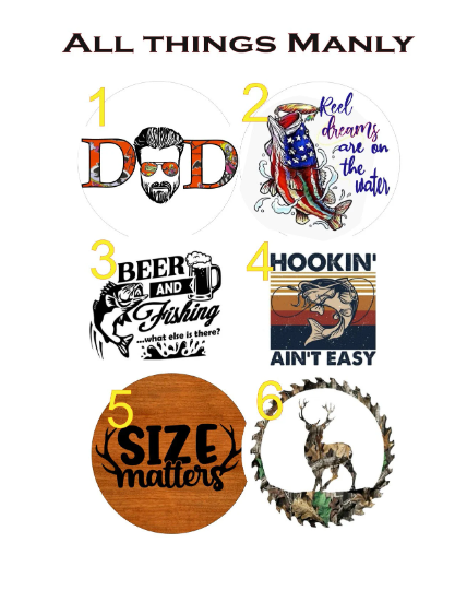 All things Manly /Dad / Fishing /Cardstock Rounds /Fresheners cardstock/ Cardstock / Embellishments