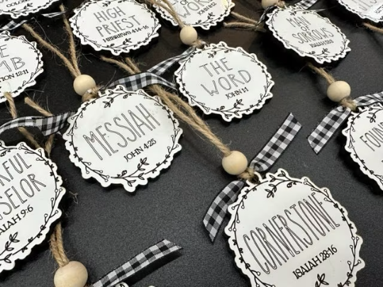 25 Names of Jesus / Ornaments / Finished Ornaments / Jesus / Spiritual Ornaments / King of Kings, Christmas Ornament Set