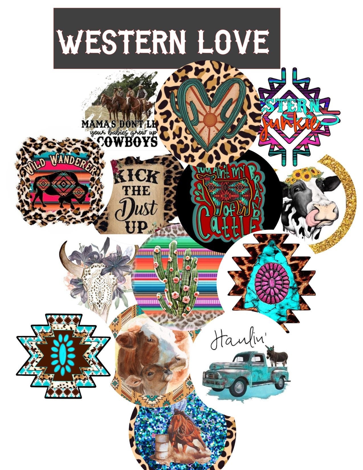 Western love Cardstock Rounds Grab bag /Fresheners cardstock/ Cardstock / Embellishments
