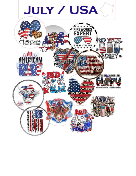 USA / 4th of July /  Grab Bag Cardstock Rounds Grab bag /Fresheners cardstock/ Cardstock / Embellishments