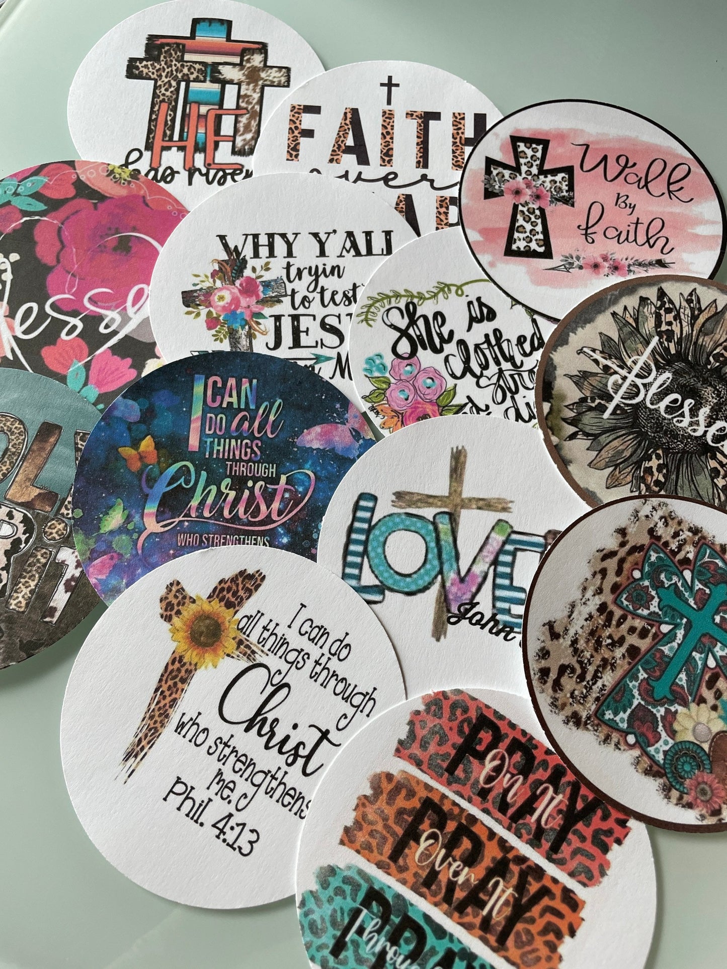 Spiritual / Uplifiting Cardstock Rounds Grab bag /Fresheners cardstock/ Cardstock / Embellishments