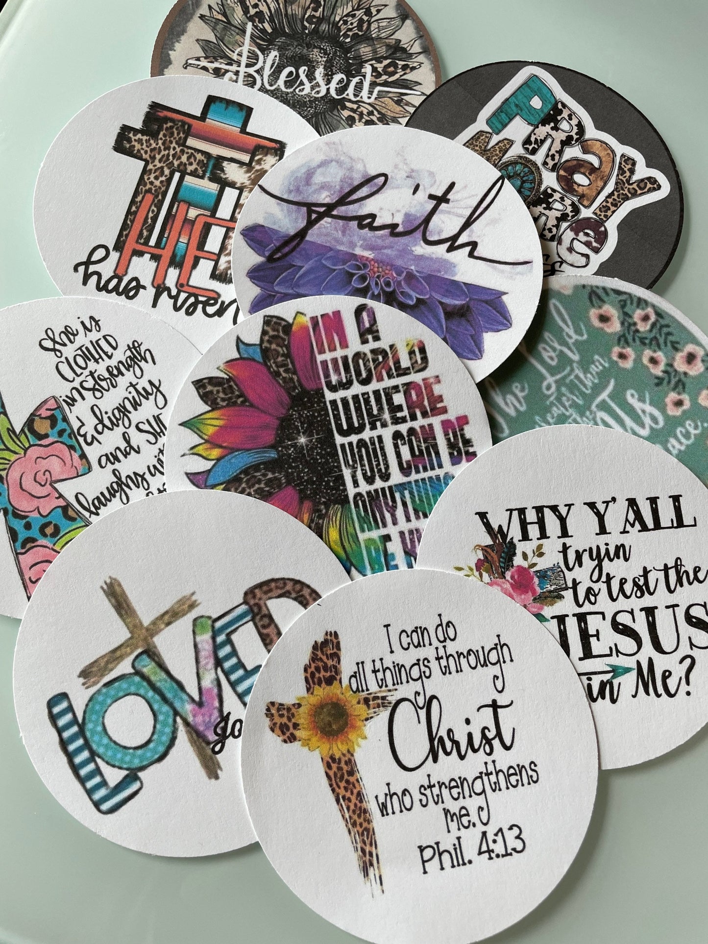 Spiritual / Uplifiting Cardstock Rounds Grab bag /Fresheners cardstock/ Cardstock / Embellishments