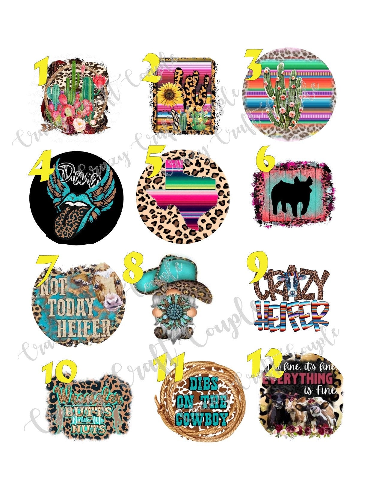 Western Fun Cardstock Rounds /Fresheners cardstock/ Cardstock / Embellishments