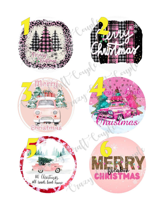 Christmas in Pink/ Christmas Pink Fun/ Christmas  Cardstock Rounds /Fresheners cardstock/ Cardstock / Embellishments