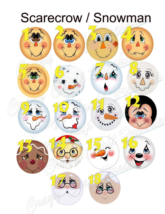 Scarecrow / Scarecrow Snowman / Snowman / Santa  Cardstock Rounds /Fresheners cardstock/ Cardstock / Embellishments