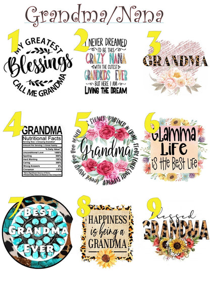 Grandma / Nana / Grandma  Cardstock Rounds /Fresheners cardstock/ Cardstock / Embellishments