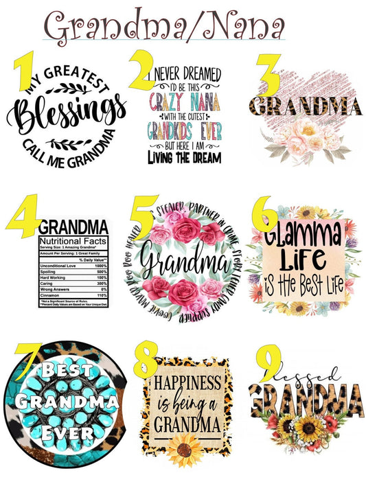 Grandma / Nana / Grandma  Cardstock Rounds /Fresheners cardstock/ Cardstock / Embellishments